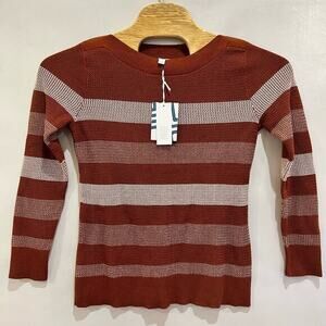 Market & Spruce Colorblock‎ Stripe Sweater Size Medium Rust Stitch Fix